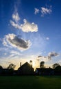 Dramatic clouds at sunset over St Johns Church in Beckenham, London