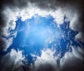 Dramatic cloudscape with clouds and blue sky hole Royalty Free Stock Photo