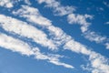 Dramatic cloudscape with fast moving white clouds against a blue sky, as a nature background Royalty Free Stock Photo