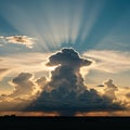Dramatic cloudscape showing a towering cumulonimbus cloud illuminated by the Royalty Free Stock Photo
