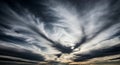Dramatic Cloudscape with Streaking Altocumulus Clouds Displaying Light and Shadow with an Ethereal and Moody Atmosphere Royalty Free Stock Photo