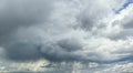 Dramatic cloudscape with thunderstorm on the horizon and lighter clouds higher in atmosphere and just a little blue sky showing th Royalty Free Stock Photo