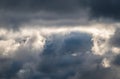 Dramatic cloudy sky background. Dark blue stormy cloudy sky. Natural photo background Royalty Free Stock Photo