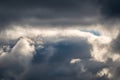 Dramatic cloudy sky background. Dark blue stormy cloudy sky. Natural photo background Royalty Free Stock Photo