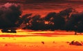 dramatic cloudy sky at fiery sunset Royalty Free Stock Photo