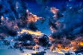 Dramatic cloudy sky at golden hour Royalty Free Stock Photo