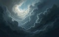 Dramatic Cloudy Sky with Light Shining Through Illustration for Creative Use Royalty Free Stock Photo