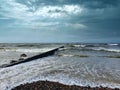 Dramatic cloudy sky over stormy Baltic sea coast Royalty Free Stock Photo