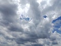 Dramatic Cloudy Sky with Sunlight Breakthrough, Blue Sky and White Clouds, Weather Background Royalty Free Stock Photo