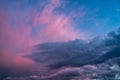 Dramatic cloudy sky at sunset. Dark color. Sky texture, abstract nature background Royalty Free Stock Photo