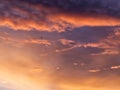 Dramatic cloudy sky sunset in orange colors Royalty Free Stock Photo