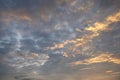 Dramatic cloudy and sunset in blue sky.