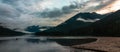 Dramatic Cloudy Sunset over Canadian Mountain Landscape. Birkenhead Lake, BC, Canada Royalty Free Stock Photo