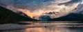 Dramatic Cloudy Sunset over Canadian Mountain Landscape. Birkenhead Lake, BC, Canada Royalty Free Stock Photo