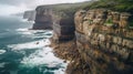 Dramatic Coastal Cliffs Plunging Into The Wild Ocean. Generative AI