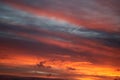 Dramatic colored patterns on clouds at sunset Royalty Free Stock Photo