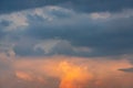 Dramatic Colorful rain cloud sky sunset with twilight color sky and clouds. Gradient color. Royalty Free Stock Photo