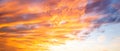 Dramatic Colorful Sunset Sky. Clouds with Sunrays. Cloudscape Sunset Background. Panorama Sky. Dramatic sky with clouds Royalty Free Stock Photo