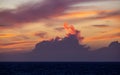 Dramatic Colorful Sunset Sky over North Atlantic Ocean. Cloudscape Nature Background Royalty Free Stock Photo