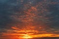 Dramatic colorful sunset or sunrise sky landscape. Natural beautiful dark blue to orange dawn background wallpaper Royalty Free Stock Photo