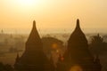 Bagan Temples in Mist at Sunrise Royalty Free Stock Photo