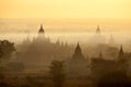 Bagan Temples in Mist at Sunrise Royalty Free Stock Photo