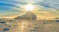 dramatic sunset evening atmosphere in Cierva Cove - a deep inlet on the west side of the Antarctic Peninsula, Antarctica