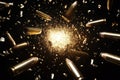 Falling bullets border over black background with light Royalty Free Stock Photo