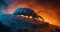 Giant digital bug crawling on a microchip Royalty Free Stock Photo