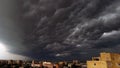 Dramatic cumulonimbus stormy clouds over cityscape Kaunas, Lithuania Royalty Free Stock Photo