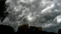 Dramatic cumulonimbus stormy clouds over cityscape Kaunas, Lithuania Royalty Free Stock Photo