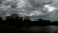 Dramatic cumulonimbus stormy clouds over cityscape Kaunas, Lithuania Royalty Free Stock Photo