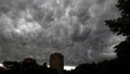 Dramatic cumulonimbus stormy clouds over cityscape Kaunas, Lithuania Royalty Free Stock Photo