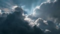 Dramatic Cumulus Clouds Silver Lining Backlit (ai generated) Royalty Free Stock Photo