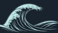 Dramatic dark blue ocean wave vector design Generative AI Royalty Free Stock Photo