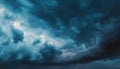 Dramatic Dark Blue Sky With Stormy Clouds Before Rain: Ideal For Artistic Wallpaper Or Web Background With Ample Copy Space Royalty Free Stock Photo