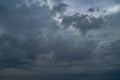 Dramatic dark cloudy sky before a thunderstorm. Moody cloudscape background