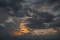 Dramatic dark cloudy sky before a thunderstorm. Moody cloudscape background