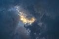 Dramatic dark cumulus evening clouds