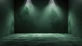Dramatic Dark Green Empty Room with Spotlights Royalty Free Stock Photo