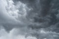 Dramatic dark grey clouds sky with thunder storm and rain. Abstract nature landscape background Royalty Free Stock Photo