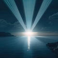 Dramatic dark sea and bright light ahead Royalty Free Stock Photo