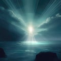 Dramatic dark sea and bright light ahead Royalty Free Stock Photo