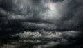 Dramatic Dark Sky And Clouds. Cloudy Sky Background. Black Sky Before Thunder Storm And Rain. Background For Death, Sad, Grieving