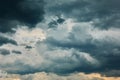 Dramatic dark sky with heavy rainy clouds