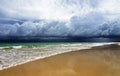 Dramatic dark storm clouds coming over sea