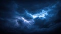 Dramatic dark storm clouds illuminated by bright lightning flashes create a stunning natural scene Royalty Free Stock Photo