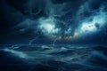 Dramatic dark storm clouds over sea Royalty Free Stock Photo