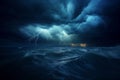 Dramatic dark storm clouds over sea Royalty Free Stock Photo