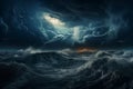 Dramatic dark storm clouds over sea Royalty Free Stock Photo